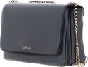 Sac bandoulière Liu Jo noir avec chaîne dorée et logo LIU JO doré.