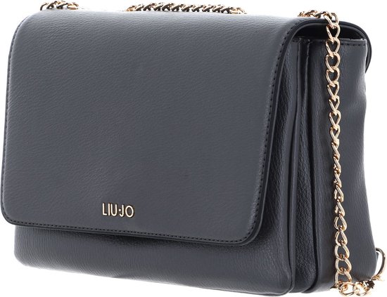 Sac bandoulière Liu Jo noir avec chaîne dorée et logo LIU JO doré.