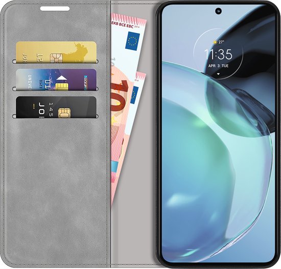 Étui Cazy pour Motorola Moto G72 - Étui portefeuille - Similicuir - Grijs