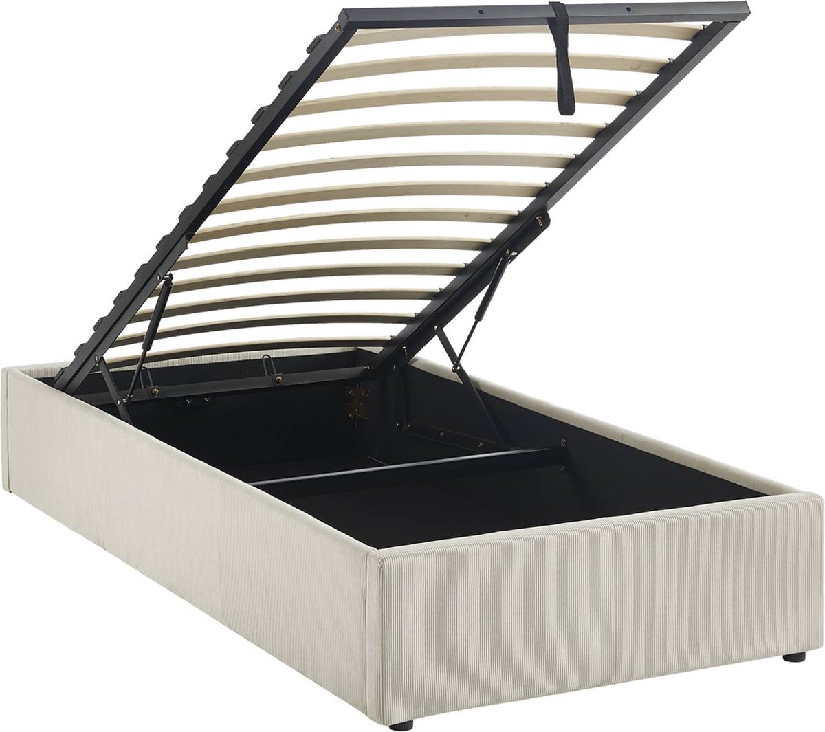 sweeek - Bed met lattenbodem en hoofdeinde, b 203 x d 97 x h 32cm, afwerking fijn corduroy