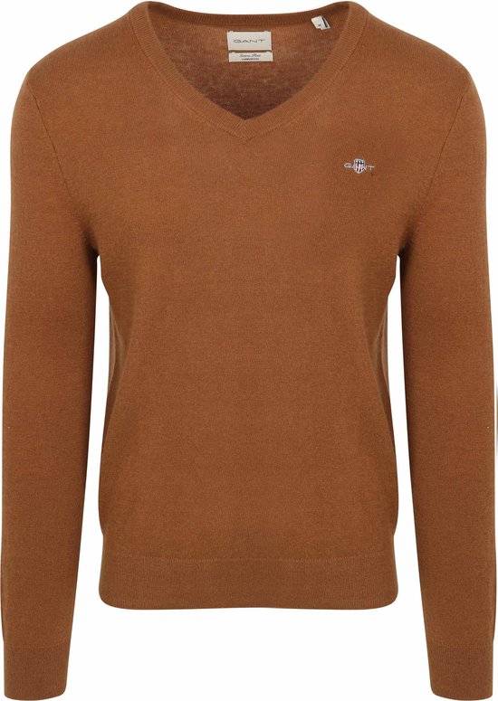 Gant Pull V-Col Woolblend Camel - Taille M - Homme - Pulls