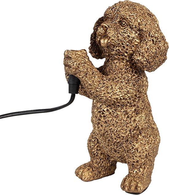 Clayre & Eef Tafellamp Hond 11x13x23 cm Goudkleurig Kunststof