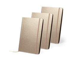 Luxe pocket schrift harde kaft - 3x - 21 x 15 cm - kleur goud - 80 blanco pagina - notitieboekje/opschrijfboekje