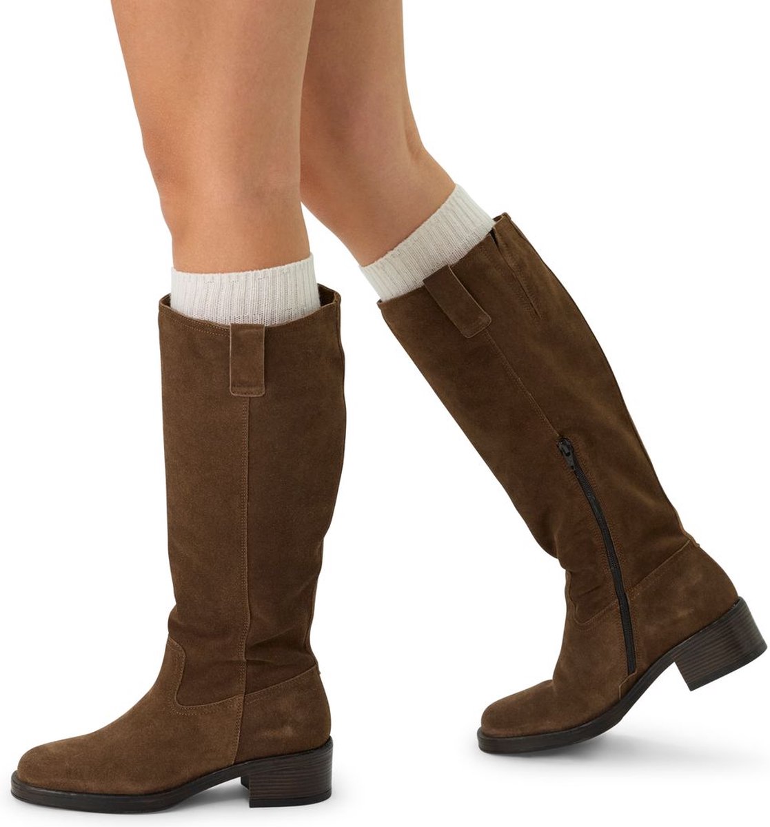 Eenvoudige Western Cowgirl Reliëf Stiksels Amandel Teen Lage Hak Laarzen 12345nm02