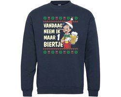 Kersttrui Vandaag 1 Biertje | Foute Kersttrui Dames Heren | Kerstcadeau | Kerstpakket | Navy | maat L