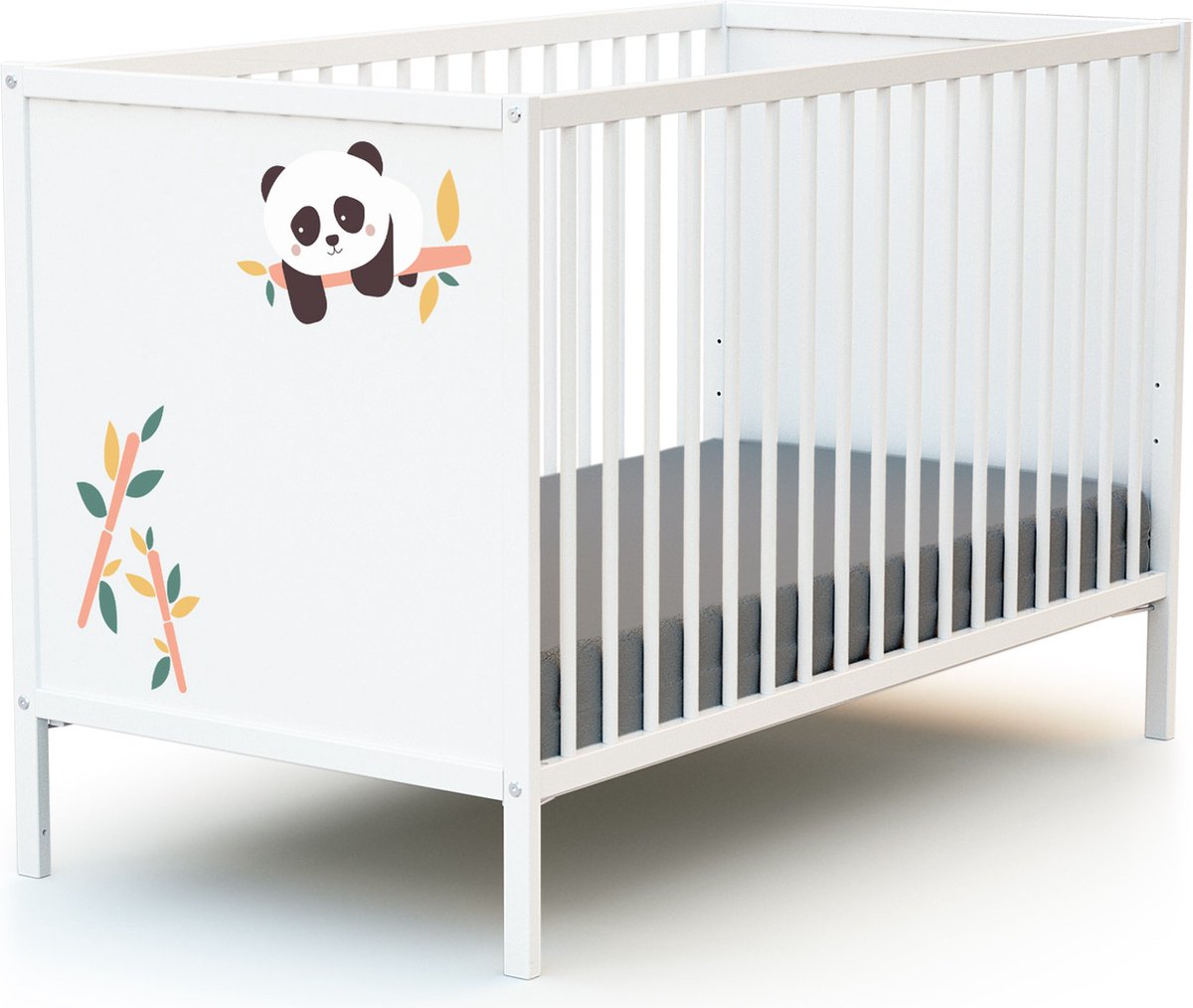 WEBABY- Kinderbed Panda in hout Wit 60 x 120 cm ALBA