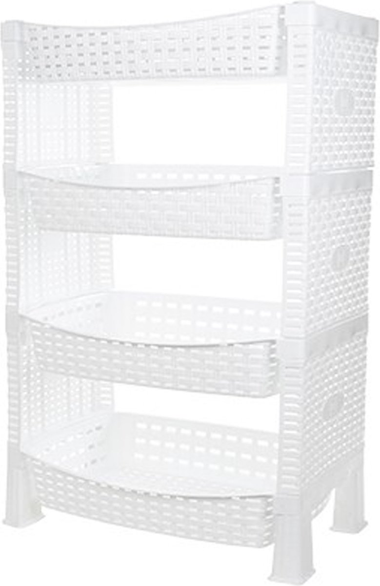 CM keuken opbergrek - 4-laags - wit - met gaatjes - kunststof - 65 x 41 x 30 cm