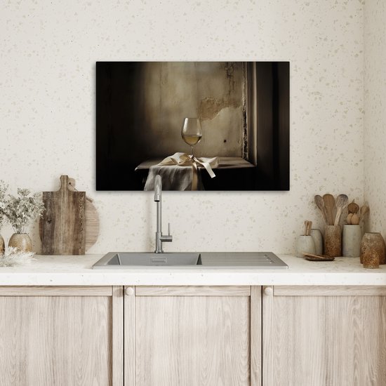 Peinture sur toile 60x40 cm - Décoration murale Noeud - Beige - Witte - Vin - Accessoires de Décoration murale - Décoration murale de Cuisine - Peintures sur toile