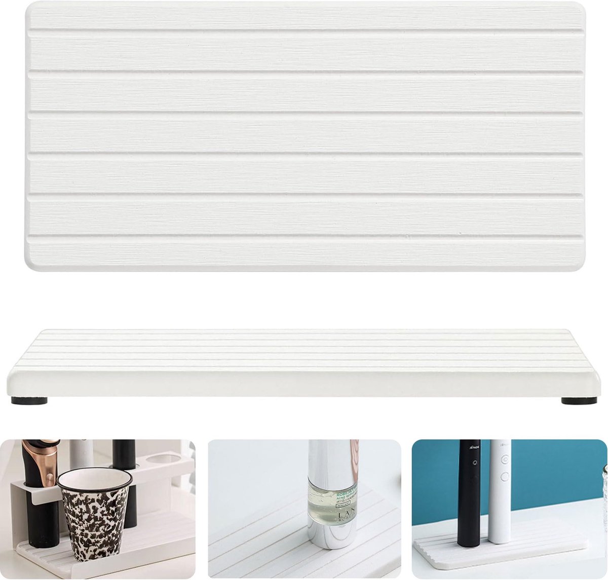 Goedkoopste Goodivery ® Aanrecht Afdruipmat met Hoge Waterabsorptie en Vuilafstotende Eigenschappen, Set van 2, Wit