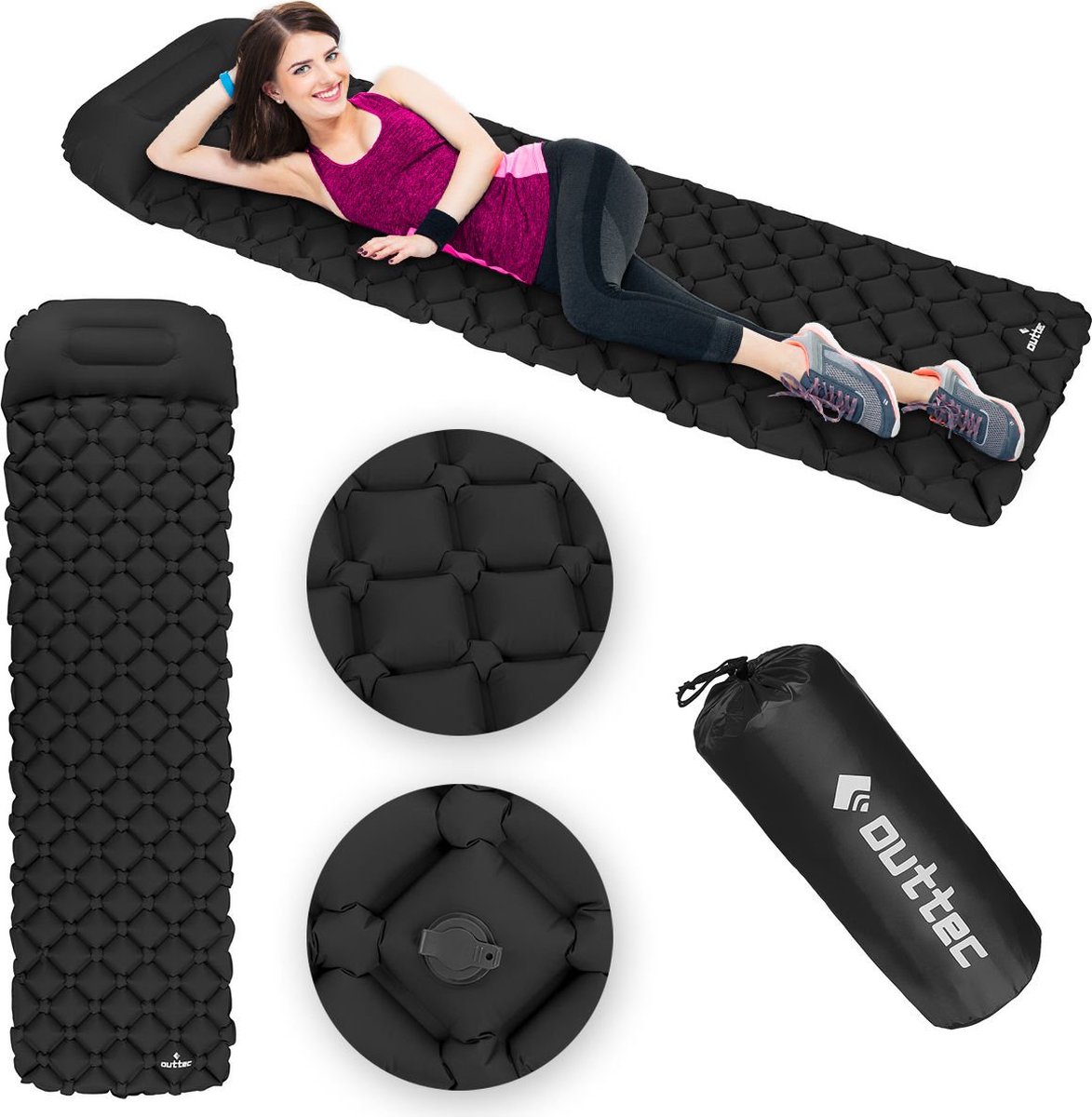Outtec® Slaapmat, Opvouwbaar Waterdicht Luchtbed, Luchtbed voor Trekking, Outdoor, Strand, Camping, Wandelen