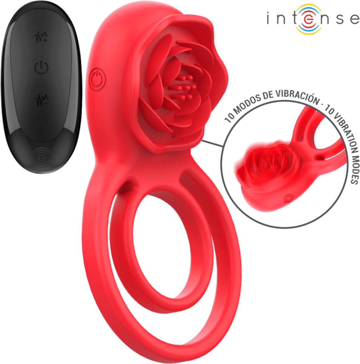 INTENSE - GAIL STIMULATOR ROOS 10 VIBRATIES ROOD AFSTANDSBEDIENING | COCKRING | PENISRING | VIBRERENDER COCKRING | VIBRERENDE PENISRING | PENISRING | SEKSSPEELTJES VOOR MANNEN | SEX TOYS VOOR MANNEN | SEKSSPEELTJES VOOR KOPPELS | SEX TOYS VOOR KOPPEL