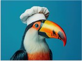 Poster 80x60 cm - Toekan - Papegaai - Vogel - Koksmuts - Posters - Wanddecoratie keuken - Muurdecoratie woonkamer - Decoratieve accessoires - Kamer muur decoratie