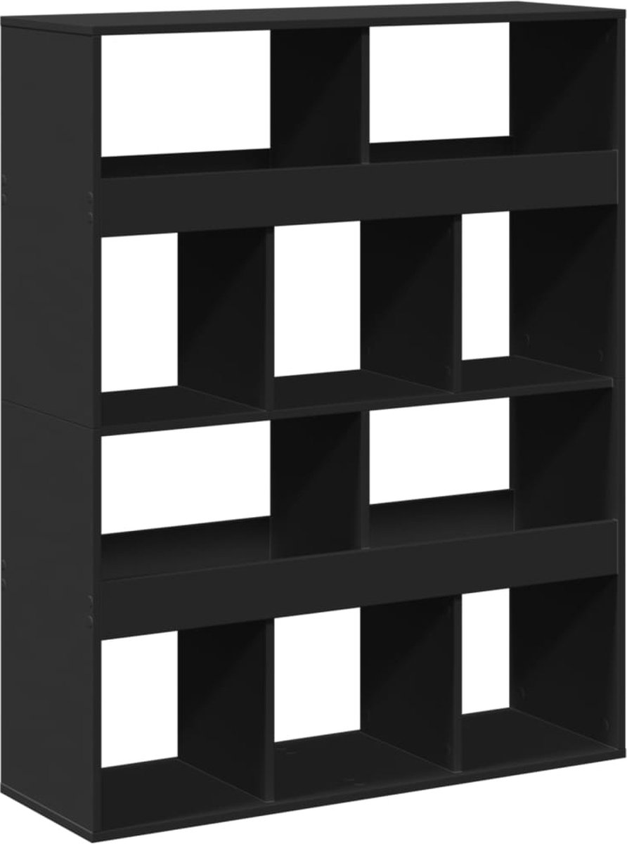 vidaXL Boekenkast - 100x33x125,5 - cm - bewerkt - hout - zwart