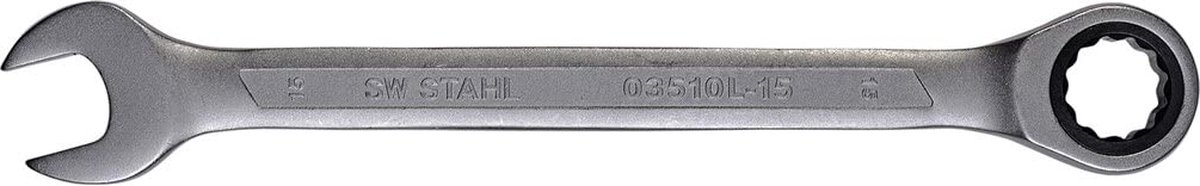 SW-Stahl 03510L-15 Ringratelsleutel 15 mm I fijnvertand met 72 tanden I steeksleutel met ringratel I ringratelsleutel I ringratelsleutel