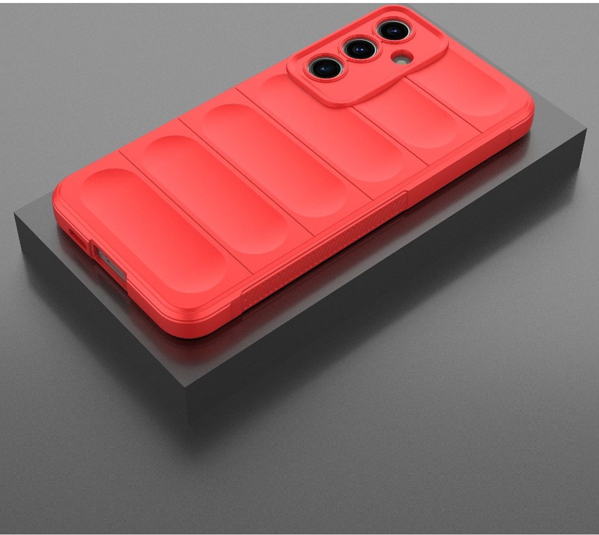 Mobigear Hoesje geschikt voor Samsung Galaxy S24 FE Telefoonhoesje Flexibel TPU | Mobigear Bumpy Backcover | Galaxy S24 FE Case | Back Cover - Rood