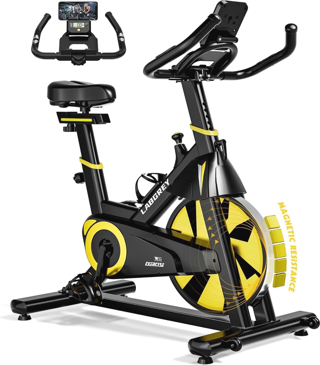 Hometrainer met Hartslagsensor en Comfortabel Zitkussen - Stille Fitnessfiets voor Thuis Cardiotraining