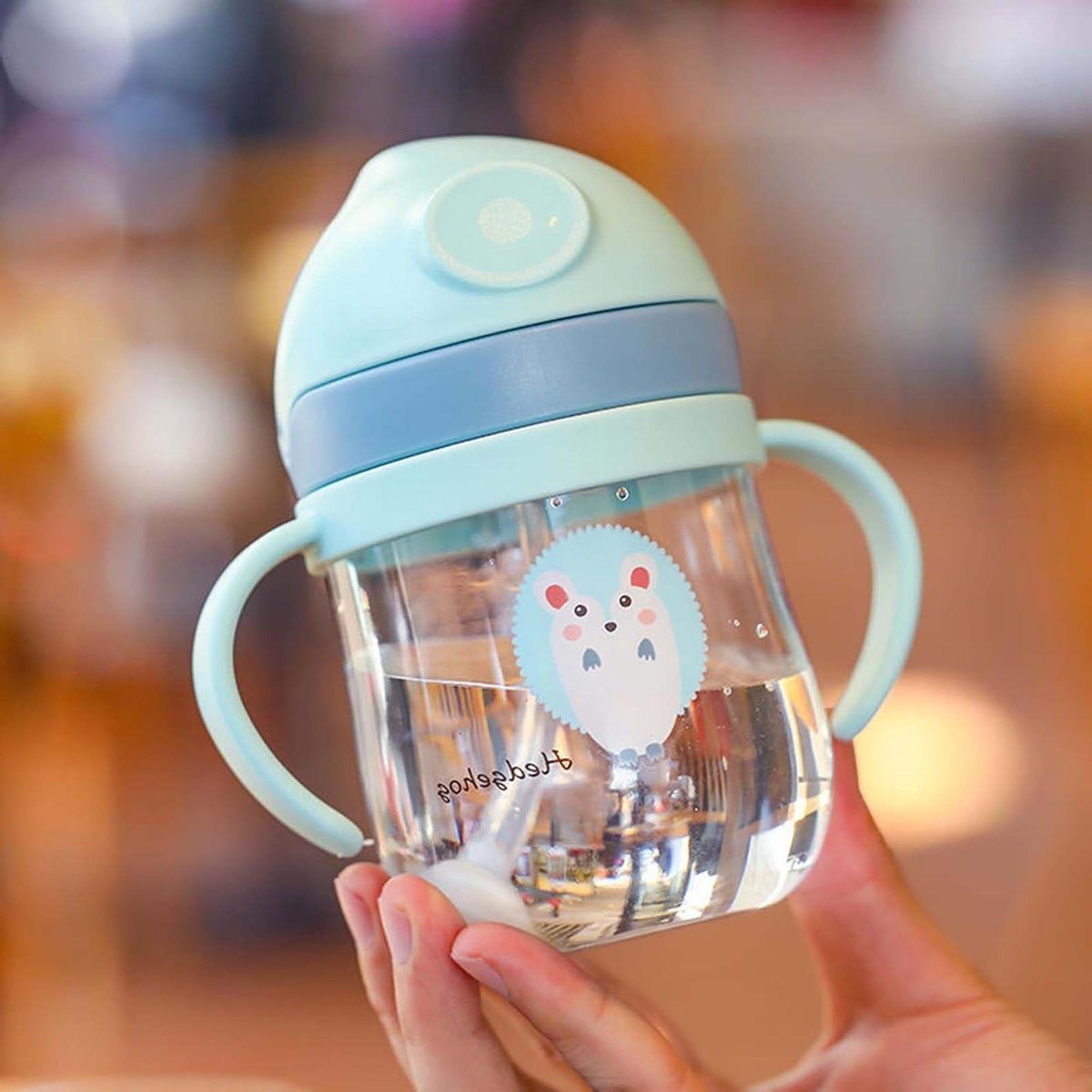 Lekvrije Baby-rietjesbeker - Verzwaard V-vormig Rietje 250 Ml Capaciteit - Heldere Fadeless Schaal - Duurzaam Plastic voor Thuisreizen (BLUE) .