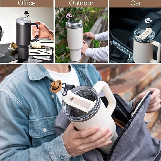 Vordpe 4 stuks siliconen cowboyhoed, rietjesafdekking, voor Stanley Cup accessoires, stofdicht, herbruikbaar, bekerrietjesafdekking voor Stanley Cup 100 ml 30 oz