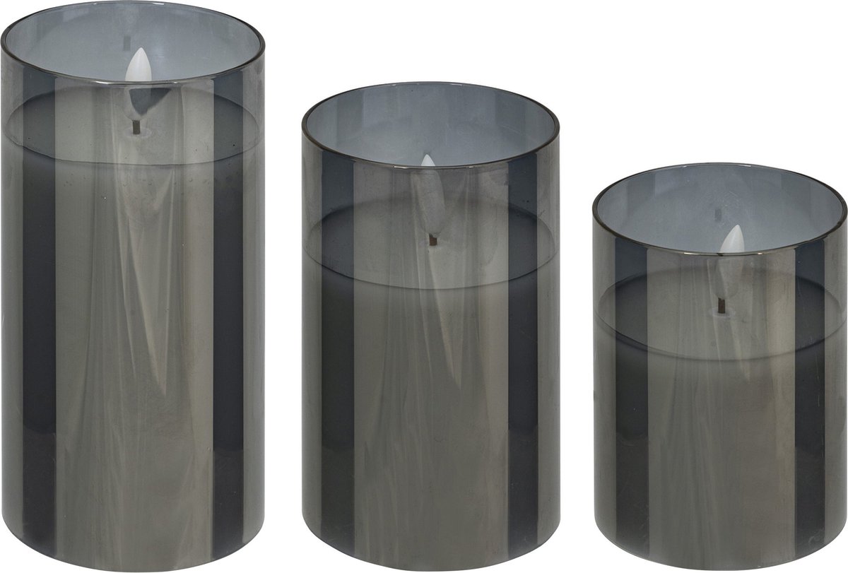 Atmosphera LED kaarsen met flikkerend effect - Set van 3 stuks - Zwart Noir