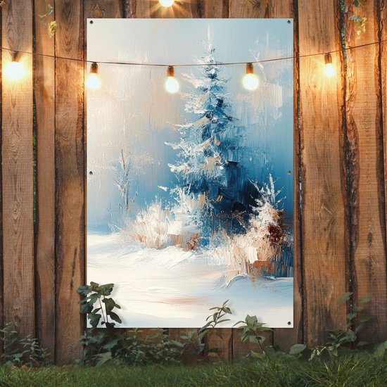 Affiche de jardin 120x180 cm - Décoration de jardin Forêt - Hiver - Nature - Abstrait - Neige - Affiche pour le jardin - Décoration extérieure - Tableau de jardin clôture - Décoration murale sur toile de jardin - Décoration murale sur toile de balcon