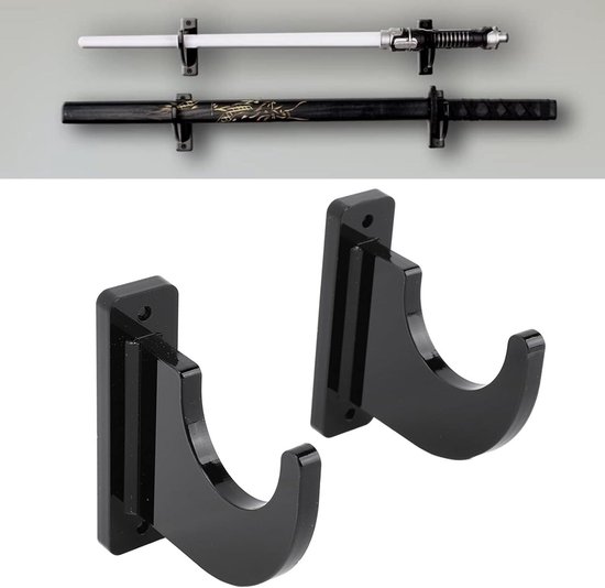 Support Épée Samouraï SHULI En Bois - Pour Katana, Wakizashi, Tanto | Présentoir 2 Étagères Noir
