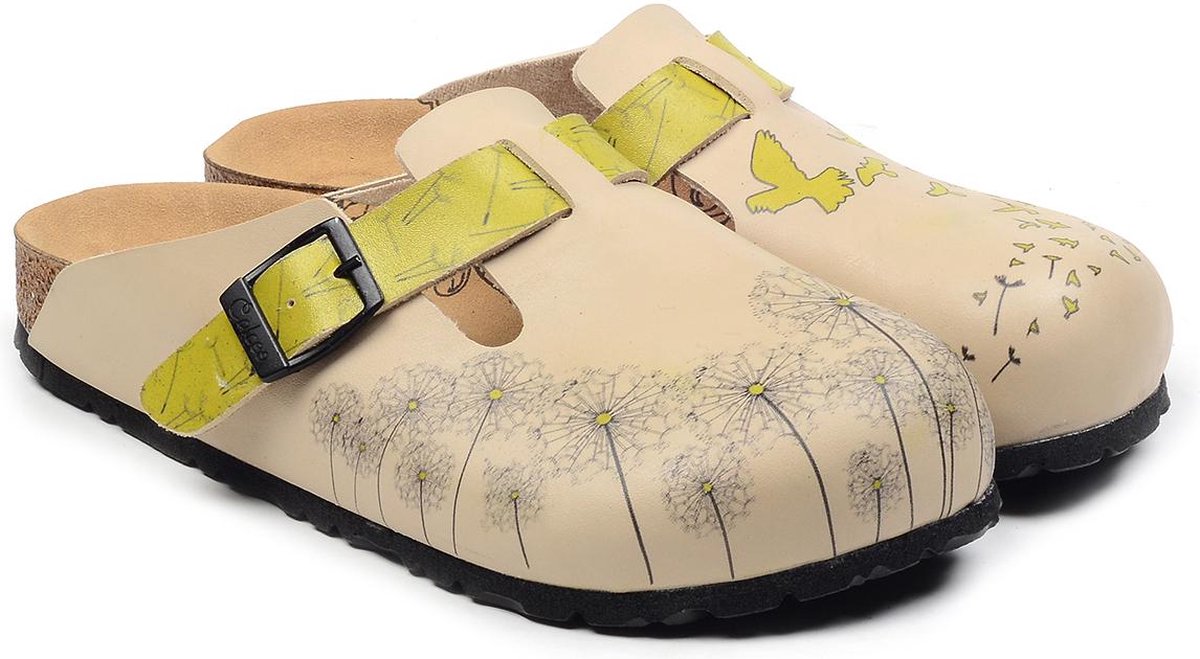 GOBY Dandelion Dames Clogs Vegan Leer Handmade Kleurrijk