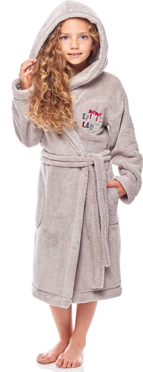 L&L Kinderen Badjas met Capuchon - Wasmachine bestendig - Polyester - LL-Ila - Opal (LL-006) - 110-116