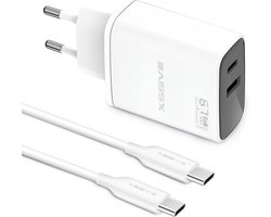 Fast Charge 65W Power Adapter Set - 1 Meter - Laptop, Telefoon en Tablet Oplader - Geschikt voor Samsung, Google, ChromeBook, iPhone 15 16 Pro Max Plus