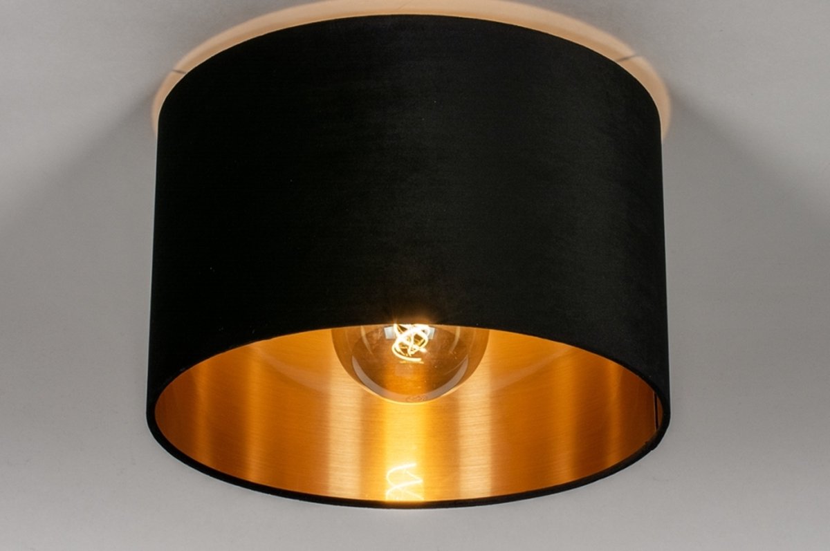 Lumidora Plafondlamp 30918 - Plafonniere - CHARLOTTE - E27 - Zwart - Goud - Metaal - ⌀ 40 cm