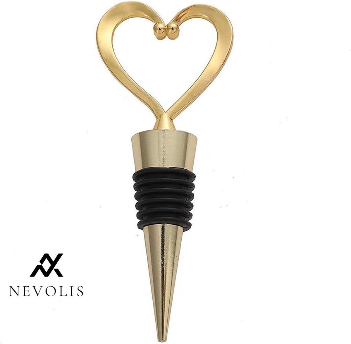 Nevolis Heart Wine Bottle Stopper - Champagne Saver Party Souvenirs Gift - Beverage Bottle Reusable Stopper - GoldGlod .