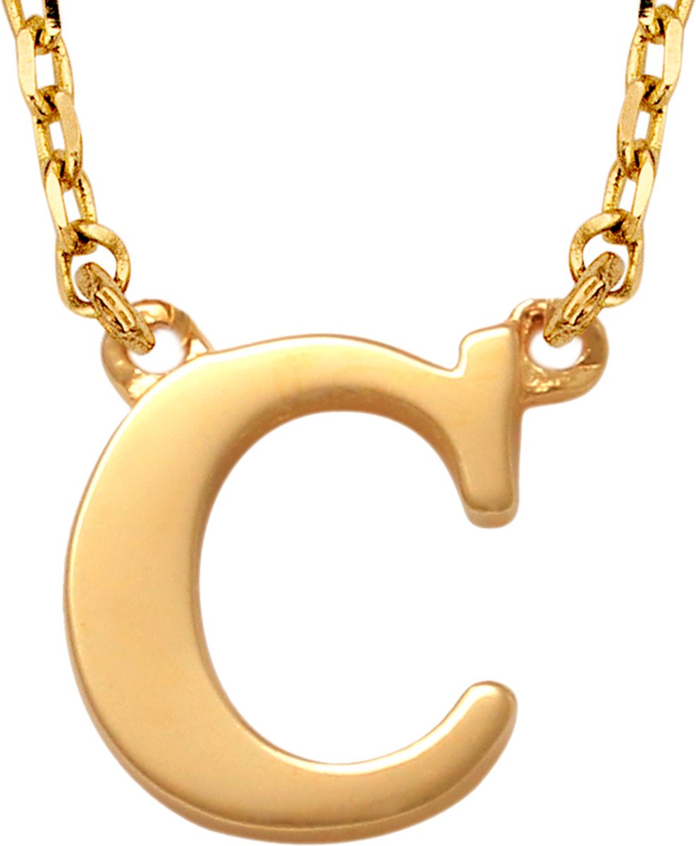 New Bling 9NBG-900C Gouden Ketting met Letter C - 6mm - Ankerschakel - 38+2,5+2,5cm - Initiaal sieraad - 14 Karaat - Goud