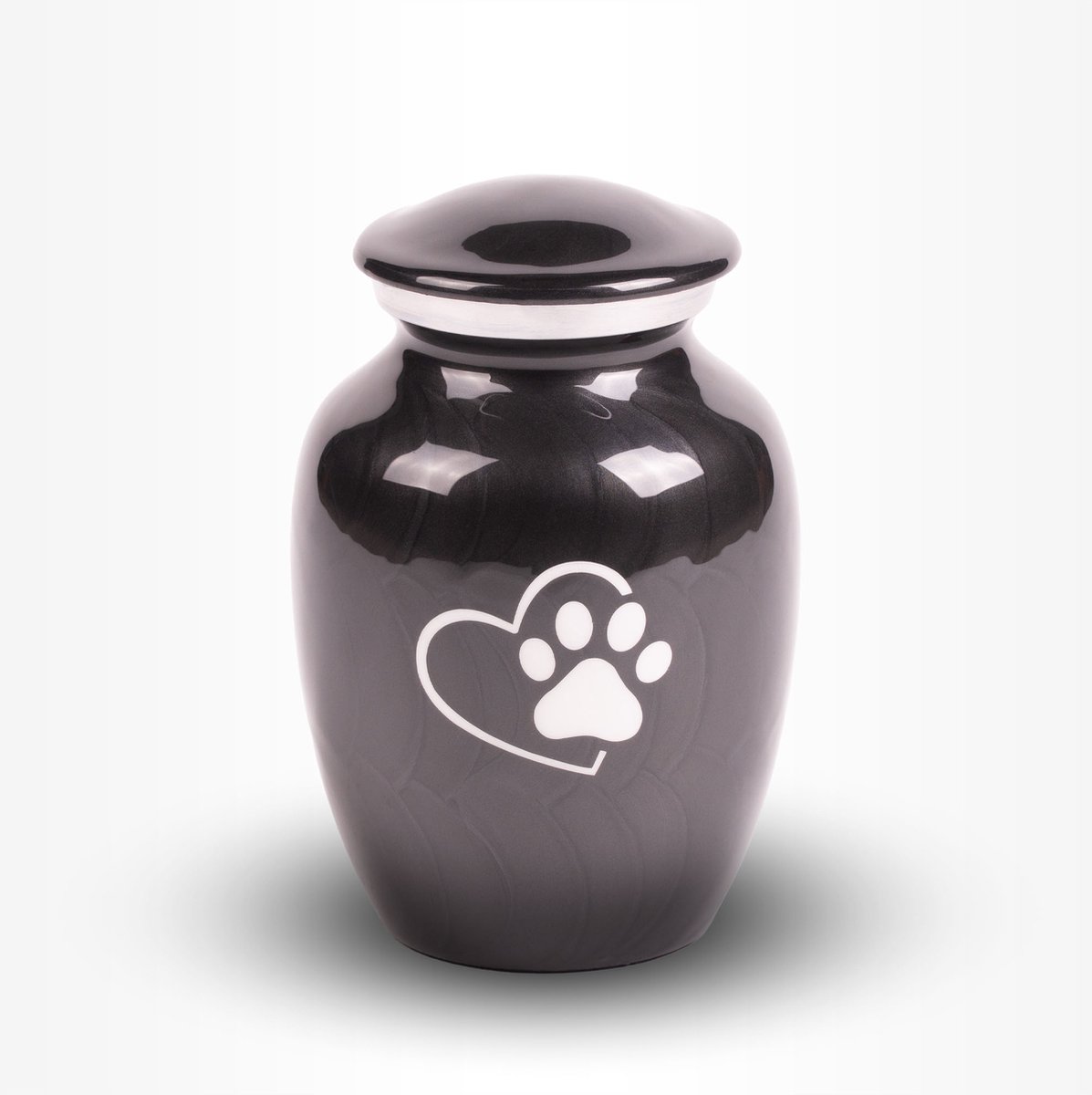 Dieren Urn Hond Kat Middel 750 ml Zwart Wit Hart & Poot - Dieren Urn voor As Crematie - Urn Hond - Urn Kat