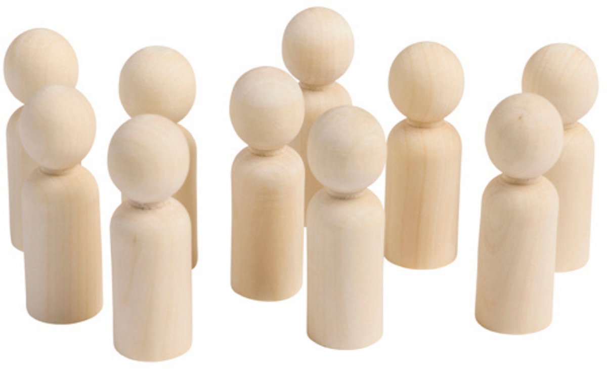 Eduplay houten poppetjes speelgoed set - grote houten figuren 10 stuks.