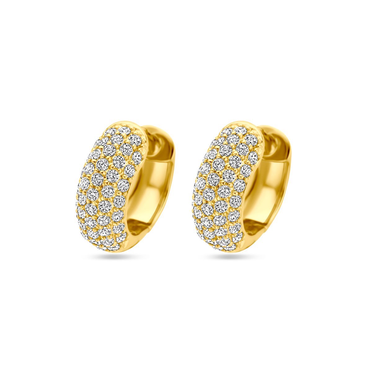 Zilver Verguld (Geel) Klapoorringen Zirkonia 16 Mm 1 Micron 2103799