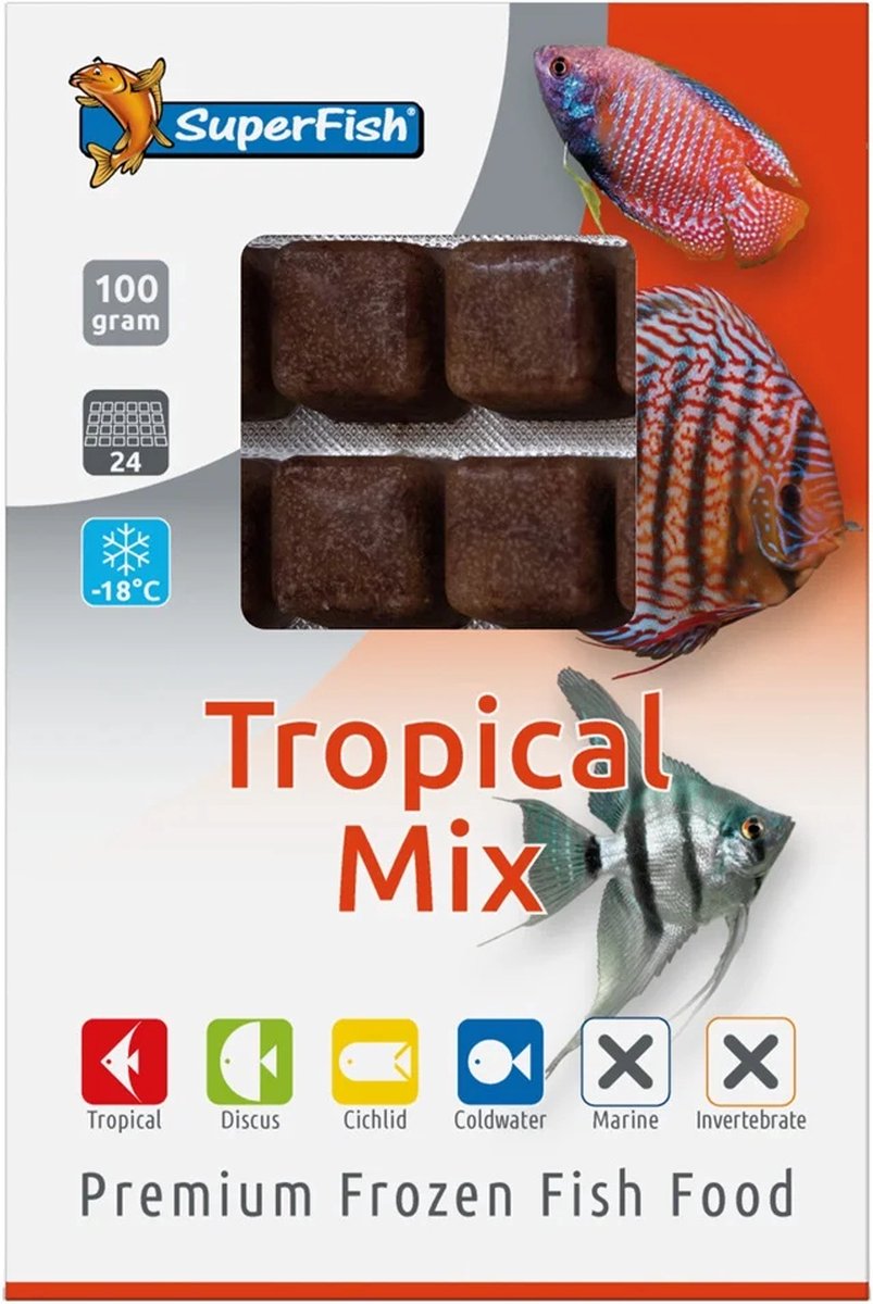 SuperFish Diepvriesvoer Tropische mix diepvriesvoer | 100 gram blister | gevarieerde voeding voor aquariumvissen Diepvries