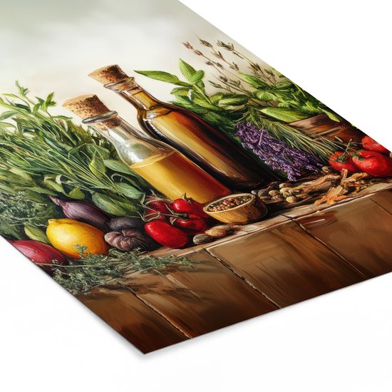 Poster in lijst - Fotolijst 40x60 cm - Posters - Stilleven - Kruiden - Specerijen - Fruit - Kleurrijk - Posterlijst zwart - Decoratie - Wanddecoratie woonkamer - Muurdecoratie slaapkamer