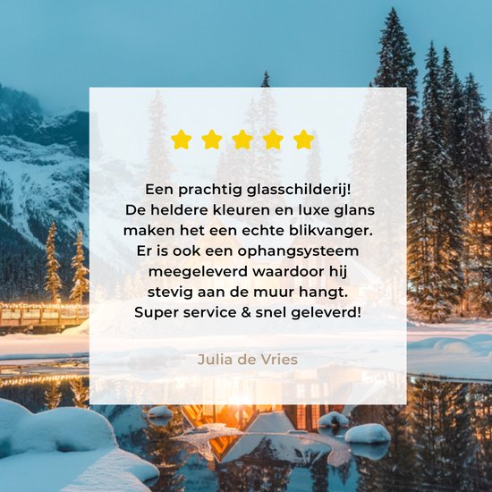 MuchoWow® Peinture sur verre 160x120 cm - Peinture sur verre acrylique - Paysage d'hiver - Nature - Maison - Montagnes - Neige - Photo sur verre - Décoration murale salon - Décoration murale chambre - Peintures