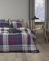 Mistral Home - HOUSSE DE COUETTE - flanelle - 140 x 200 cm + 65 x 65 cm - simple - à carreaux - bleu