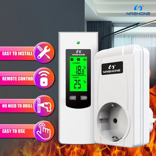 CSL Digitale thermostaat, stopcontactthermostaat, thermostaat voor verwarming, infraroodverwarming, koelapparaten, programmeerbaar, anti-vorst modus, wit, gebruikershandleiding