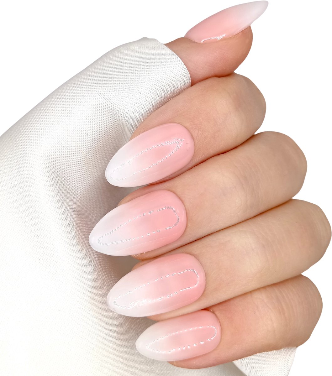 SD Press on Nails - Nagelset No. 89 Babyboomers - Babyboom Ombre Plaknagels - Gelnagels - 20 stuks - Handgemaakte Nagels - Builder Gel - Gellak - Nail art - Nails at home - Nepnagels - Nagellijm - Cadeau vrouw - Nagelstudio - Medium Almond
