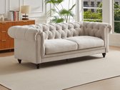 Bol.com Vente-unique Chesterfield-zitbank 3 plaatsen in beige stof CRONEL aanbieding