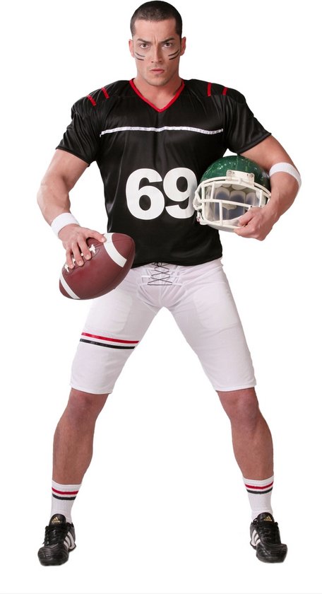 Fiestas Guirca - Quarterback 69 zwart M (48-50) - Carnavalskleding - Carnaval - carnavalskleding 2027 - Carnaval kostuum