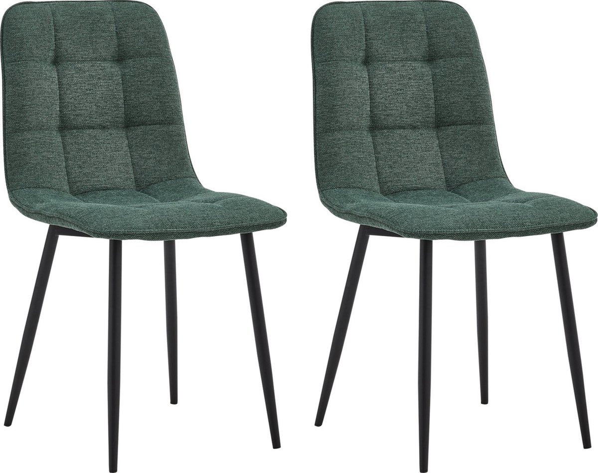 Colenis - Ela Eetkamerstoel - Set Van 2 - Groen - Linnen Stof - Design