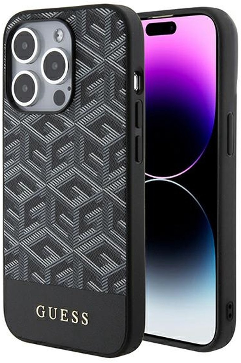 Guess G-Cube Back Case (MagSafe Compatible) - Geschikt voor Apple iPhone 15 Pro (6.1") - Zwart