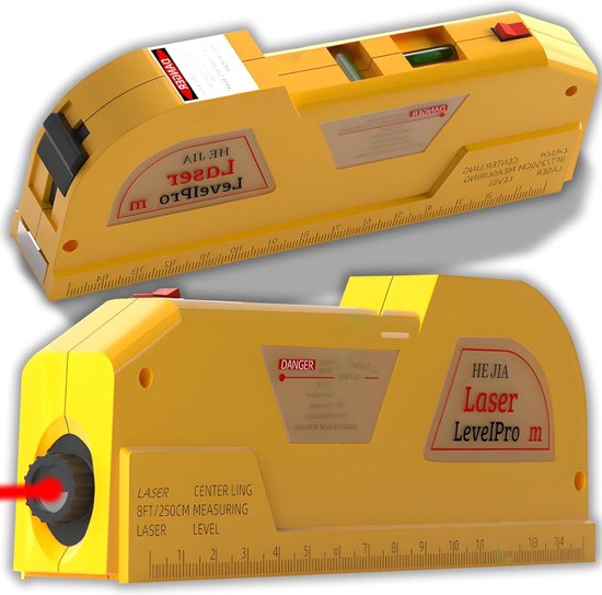 Laser Level with 250 cm Ruler and Vertical Steel Level 16 cm - Small ...