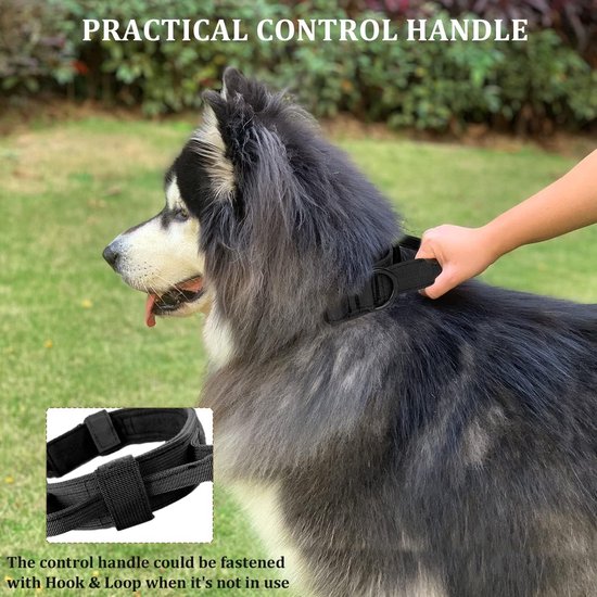 Collier tactique pour chien avec poignée réglable pour Chiens de taille moyenne et grande