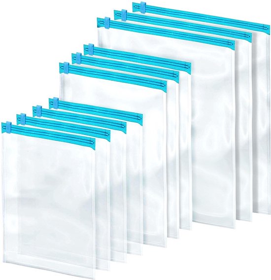 Vacuümzakken voor Kleding Reizen 10 stuks - Vacuümzak - Vacuüm Opbergzak - Kledingzakken - Kussens - Dekbedden - Reiszakken