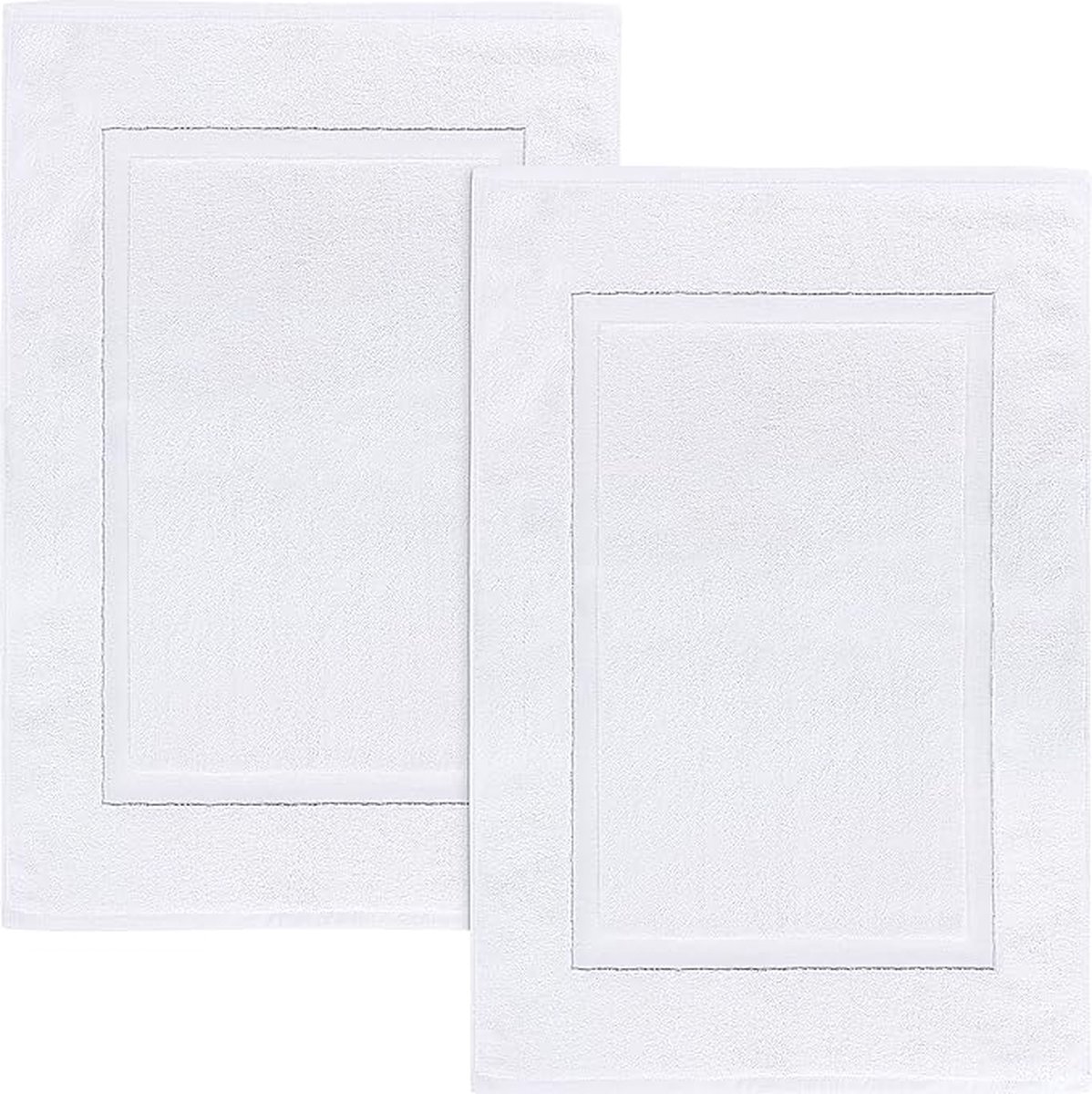 Towels - Badmatten van katoen, [geen badkamertapijt], 53 x 86 cm, 100% ringgesponnen katoen, zeer absorberend en machinewasbaar, voor douche en badkamer (2 stuks) (Wit)