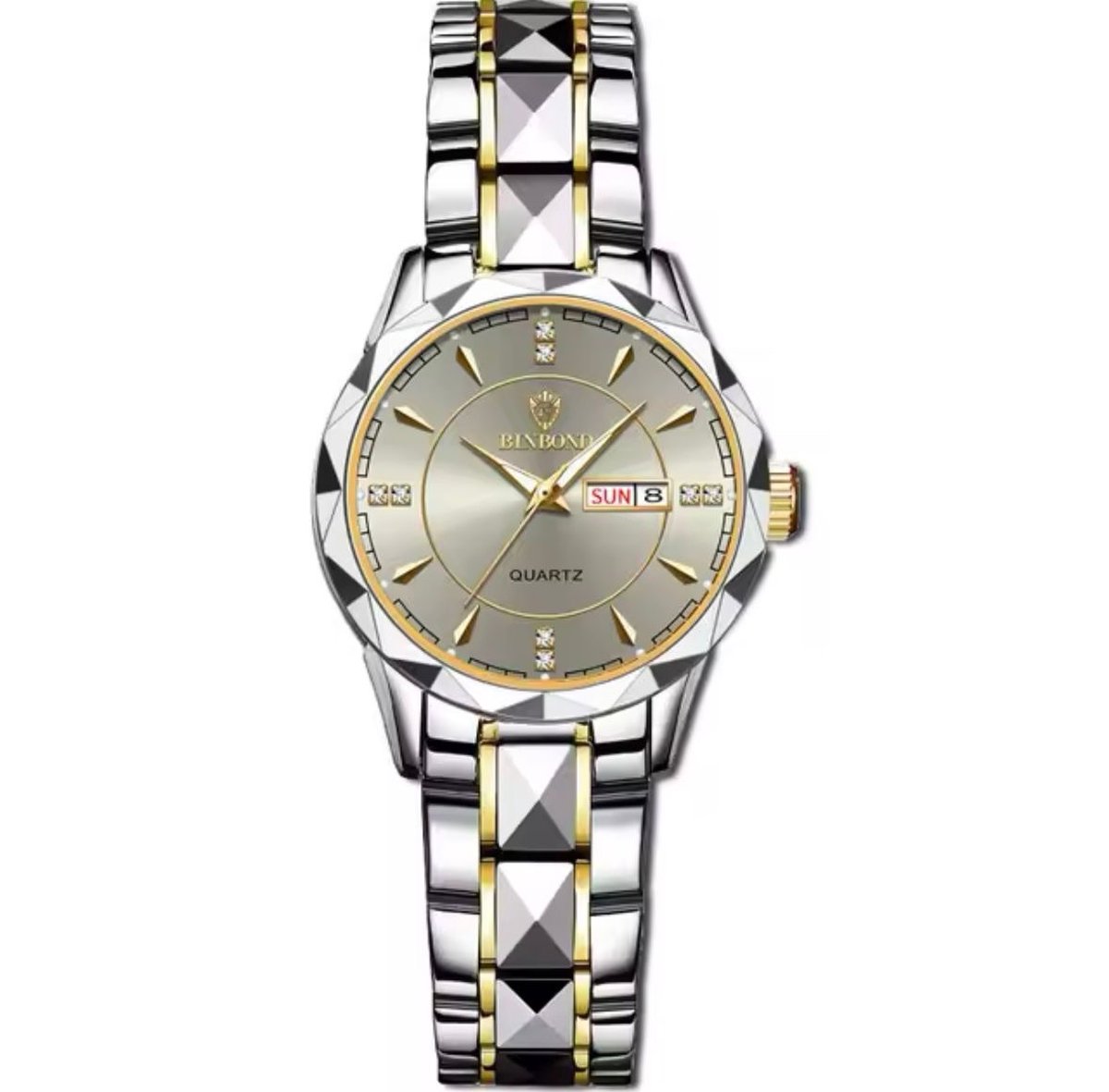 Binbond-Dameshorloge- Polshorloge - Cadeau - Horloge - Geschenkdoos - Vrouwen - Zilver Goud - Grijs - Luxe Doos