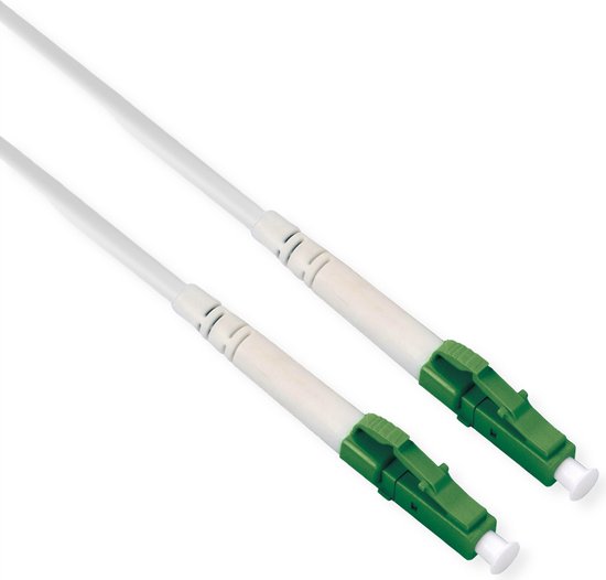 Câble fibre optique ROLINE 9/125 µm OS2, LC/LC, APC, renforcé acier, simplex, LSOH, blanc, 20 m